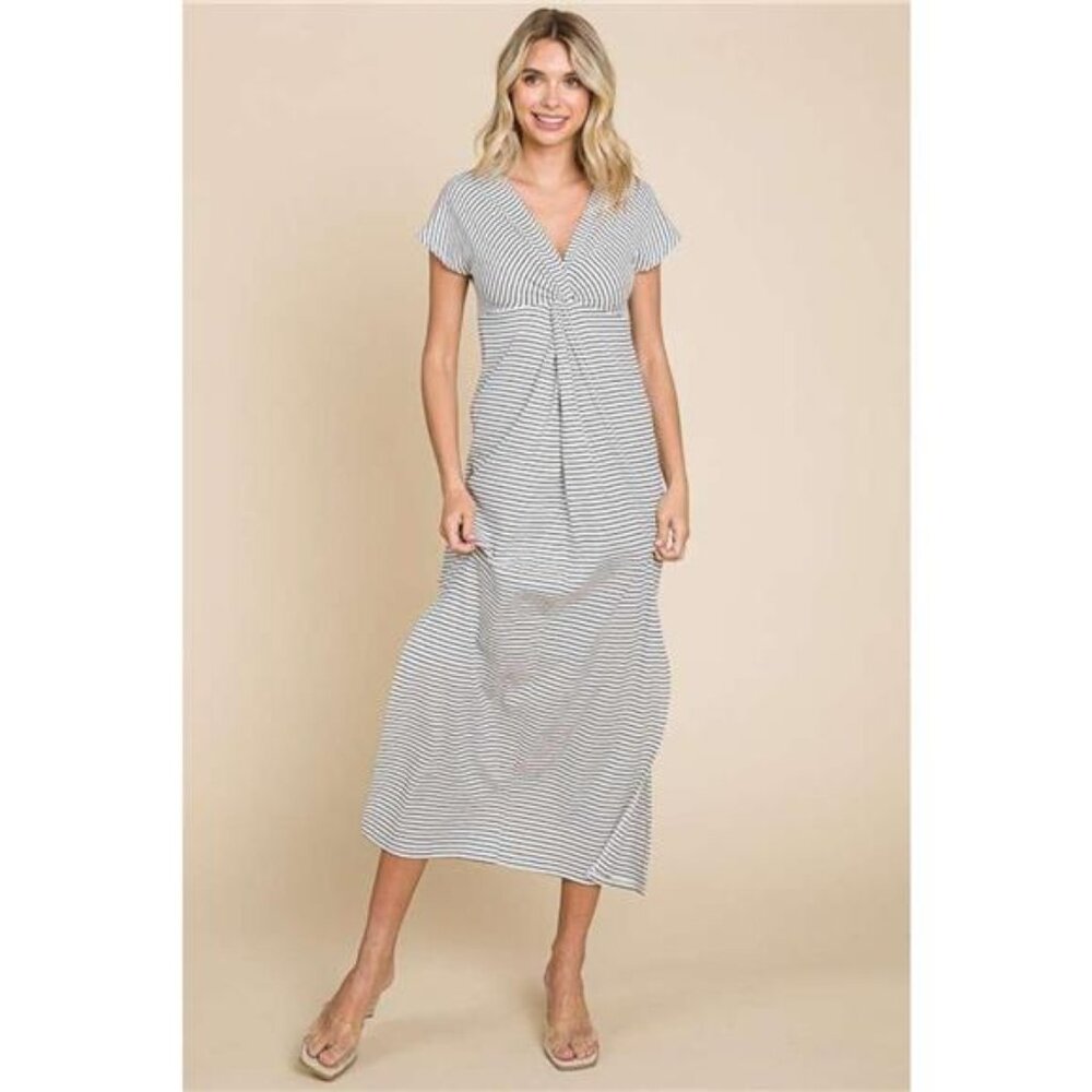 Culture Code Full‎ Size Striped Twisted Detail Dress